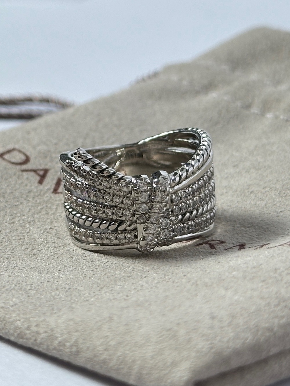 David Yurman Sterling Silver Pave Angelika Ring Size 7.25